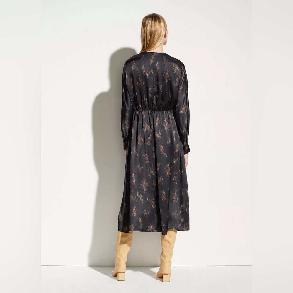 NWT Vince Wisteria Dolman Sleeve Dress Black Floral S - Picture 4 of 5